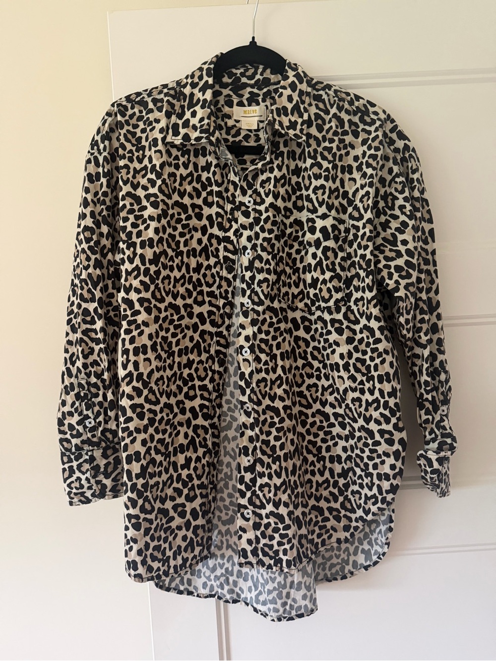 Maeve Leopard Print Button-Down in Black and Cream from Anthropologie